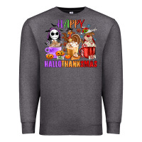 Charcoal Heather happy hallothanksmas Premium Sweatshirt - MaliasSmallBusiness