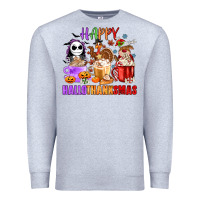 Heather Grey happy hallothanksmas Premium Sweatshirt - MaliasSmallBusiness