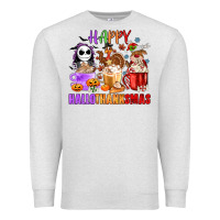 Oatmeal Heather happy hallothanksmas Premium Sweatshirt - MaliasSmallBusiness