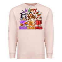 Pale Pink happy hallothanksmas Premium Sweatshirt - MaliasSmallBusiness