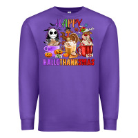 Purple happy hallothanksmas Premium Sweatshirt - MaliasSmallBusiness