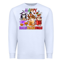 White happy hallothanksmas Premium Sweatshirt - MaliasSmallBusiness