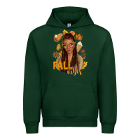 Forest Green Fall vibes afro woman Urban Hoodie - NancyCooperArtShop