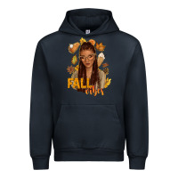 Navy Fall vibes afro woman Urban Hoodie - NancyCooperArtShop