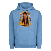 Pigment Pebble Blue Fall vibes afro woman Urban Hoodie - NancyCooperArtShop