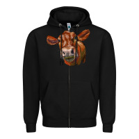 Black red angus face Zipper Hoodie - LillyAllenDesigns