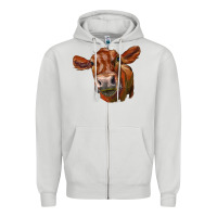 Red Angus Face Zipper Hoodie | Teevron