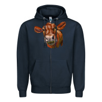 Navy red angus face Zipper Hoodie - LillyAllenDesigns