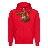 Red red angus face Zipper Hoodie - LillyAllenDesigns
