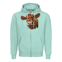 Seafoam red angus face Zipper Hoodie - LillyAllenDesigns