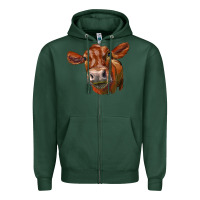 Sports Green red angus face Zipper Hoodie - LillyAllenDesigns