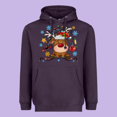 Christmas Deer School Heavyweight Hoodie Designed By Maliassmallbusiness