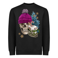 Black winter skeleton skull Heavyweight Sweatshirt - FaDigitalArtStudio