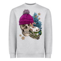 Heather Grey winter skeleton skull Heavyweight Sweatshirt - FaDigitalArtStudio