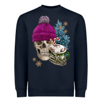 Navy winter skeleton skull Heavyweight Sweatshirt - FaDigitalArtStudio
