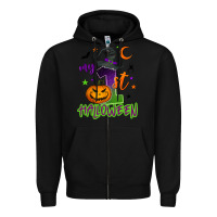 Black My first Halloween Zipper Hoodie - NancyCooperArtShop