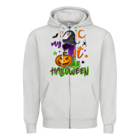 Dove Grey My first Halloween Zipper Hoodie - NancyCooperArtShop