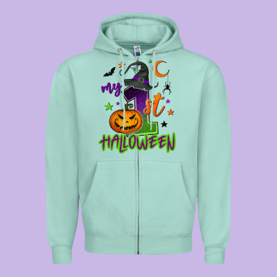 My First Halloween Zipper Hoodie Designed By Nancycooperartshop