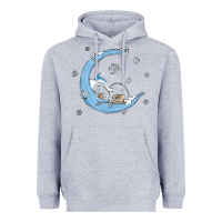 Heather Grey snowman and moon Heavyweight Hoodie - MaliasSmallBusiness