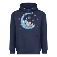 Navy snowman and moon Heavyweight Hoodie - MaliasSmallBusiness
