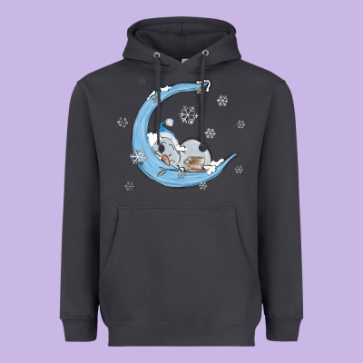 Snowman And Moon Heavyweight Hoodie Designed By Maliassmallbusiness