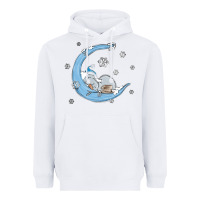 White snowman and moon Heavyweight Hoodie - MaliasSmallBusiness