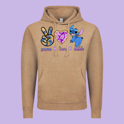 Peace Love Stitch Vintage Hoodie Designed By Texasbilliewilder