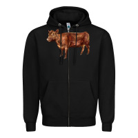 Black red angus cow Zipper Hoodie - LillyAllenDesigns
