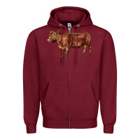 Burgundy red angus cow Zipper Hoodie - LillyAllenDesigns