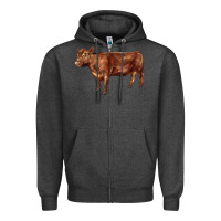 Charcoal Heather red angus cow Zipper Hoodie - LillyAllenDesigns