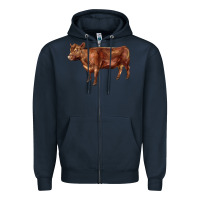 Navy red angus cow Zipper Hoodie - LillyAllenDesigns