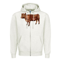 Oatmeal Heather red angus cow Zipper Hoodie - LillyAllenDesigns