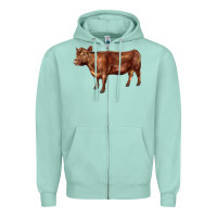 Seafoam red angus cow Zipper Hoodie - LillyAllenDesigns