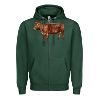 Sports Green red angus cow Zipper Hoodie - LillyAllenDesigns