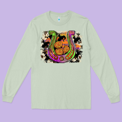 Halloween Horseshoe Long Sleeve Tee Designed By Jahusdesignshop