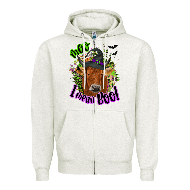 Moo I Mean Boo Cow Zipper Hoodie by NancyCooperArtShop | Teevron