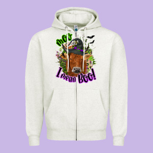 Moo I Mean Boo Cow Zipper Hoodie Designed By Nancycooperartshop
