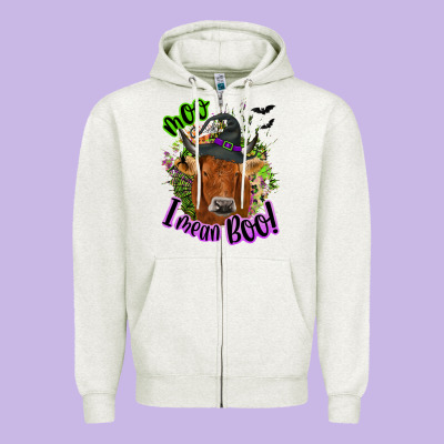 Moo I Mean Boo Cow Zipper Hoodie Designed By Nancycooperartshop