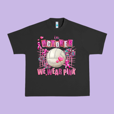 In October We Wear Pink Volleyball Urban Heavy Tee Designed By Adodesignshop