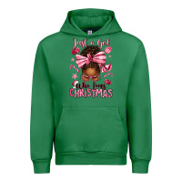 Emerald just a girl who loves pink christmas afro messy bu Urban Hoodie - texasbilliewilder