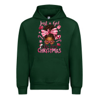 Forest Green just a girl who loves pink christmas afro messy bu Urban Hoodie - texasbilliewilder