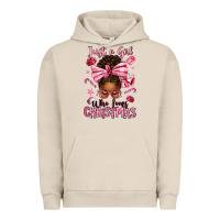 Pigment French Oak just a girl who loves pink christmas afro messy bu Urban Hoodie - texasbilliewilder