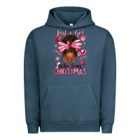 Pigment Midnight Navy just a girl who loves pink christmas afro messy bu Urban Hoodie - texasbilliewilder