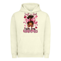 Pigment Pistachio just a girl who loves pink christmas afro messy bu Urban Hoodie - texasbilliewilder