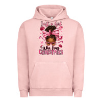 Pigment Salmon just a girl who loves pink christmas afro messy bu Urban Hoodie - texasbilliewilder