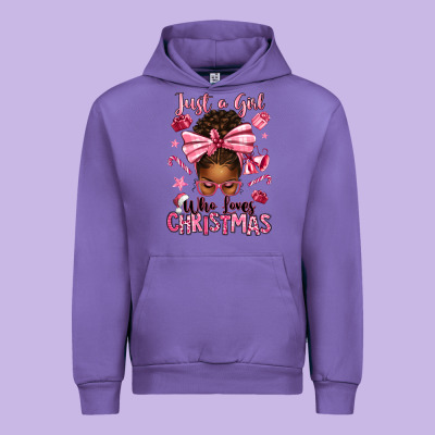Just A Girl Who Loves Pink Christmas Afro Messy Bu Urban Hoodie Designed By Texasbilliewilder