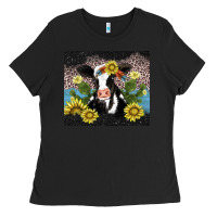 Black cow cactus and sunflower Ladies Tee - AdoDesignShop