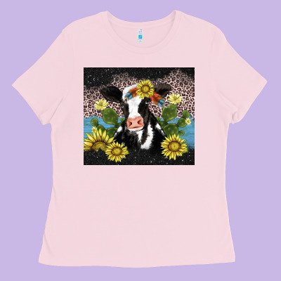 Cow Cactus And Sunflower Ladies Tee Designed By Adodesignshop