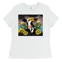 White cow cactus and sunflower Ladies Tee - AdoDesignShop