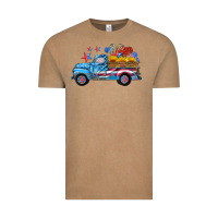 American Truck And Flag With Stars Vintage Tee | Teevron
